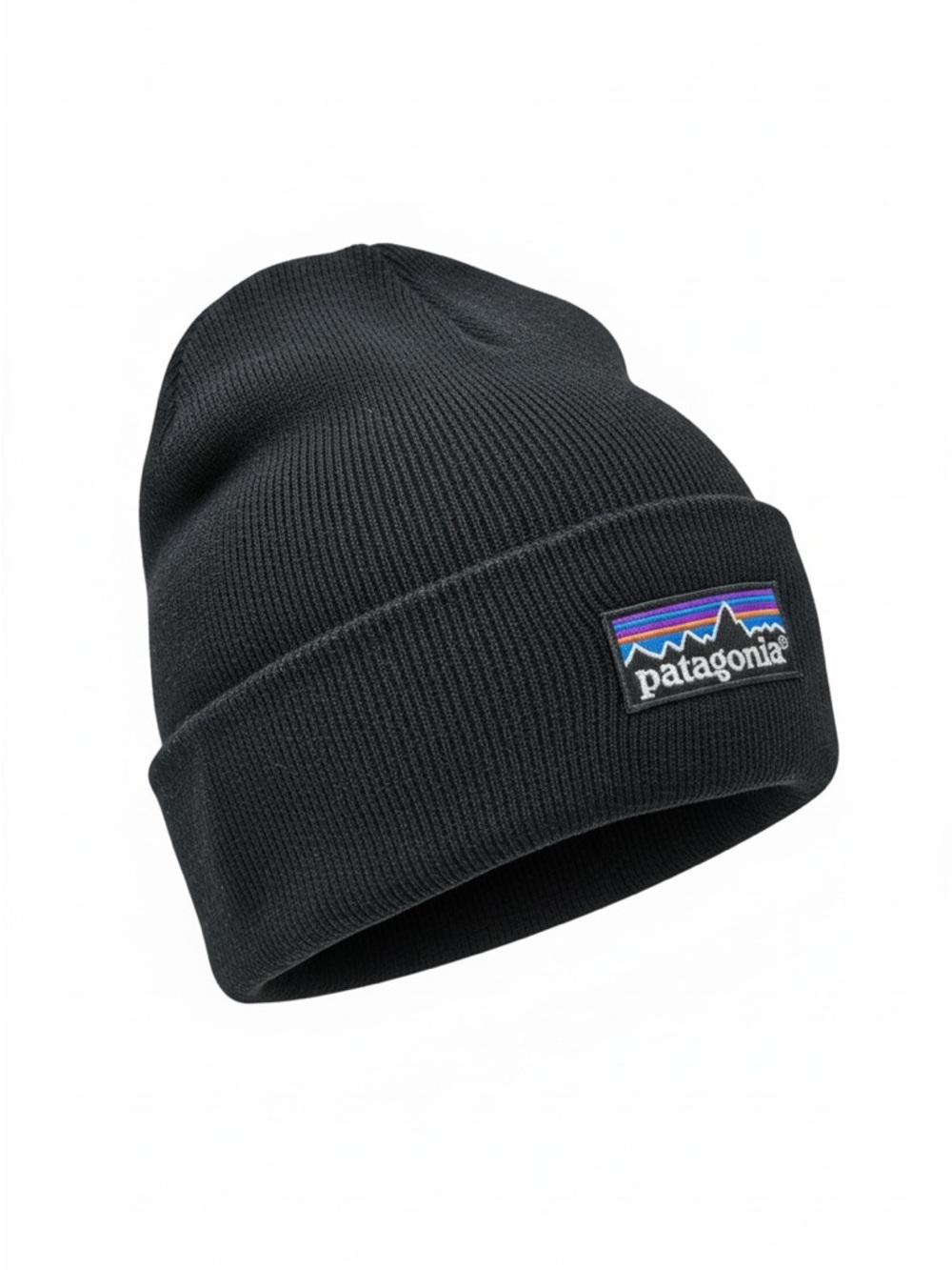 Patagonia Black Cuffed Beanie with Multicolor Logo